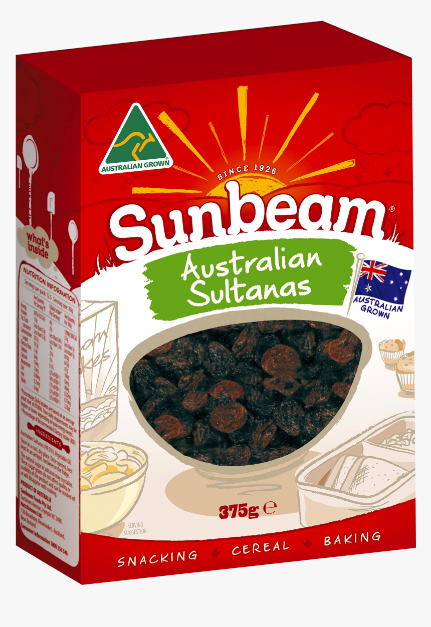 Sunbeam Raisins 375g , Png Download - Sunbeam Australian Natural Sultanas, Transparent Png, Free Download