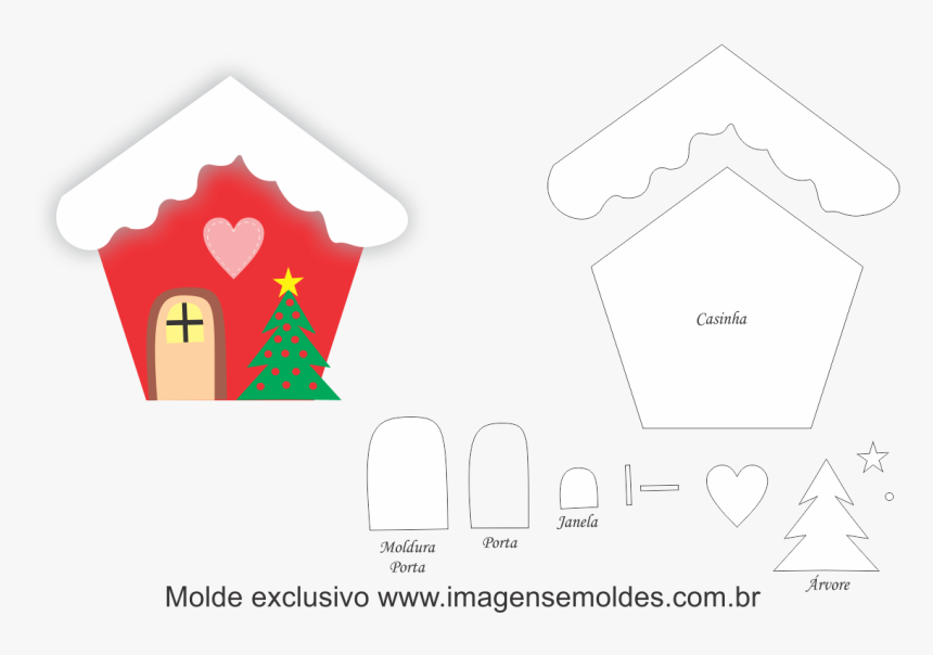 Molde Casinha De Natal Em Feltro , Png Download - Casinha De Natal Eva,  Transparent Png - kindpng