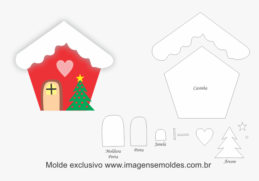 Molde Casinha De Natal Em Feltro , Png Download - Casinha De Natal Eva, Transparent Png, Free Download