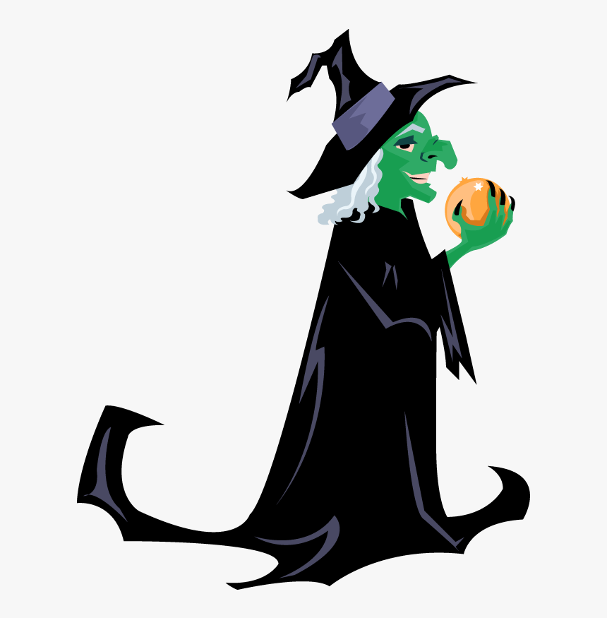 Holidays � Halloween � Green Witch With Orb - Halloween Green Witch Cartoon, HD Png Download, Free Download