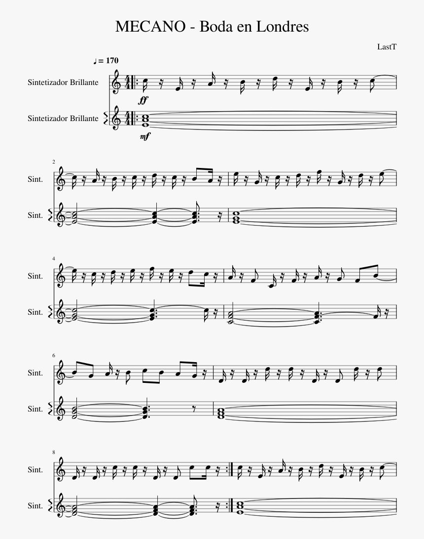 Boda En Londres Sheet Music Composed By Lastt 1 Of - Sign Flow Piano, HD Png Download, Free Download