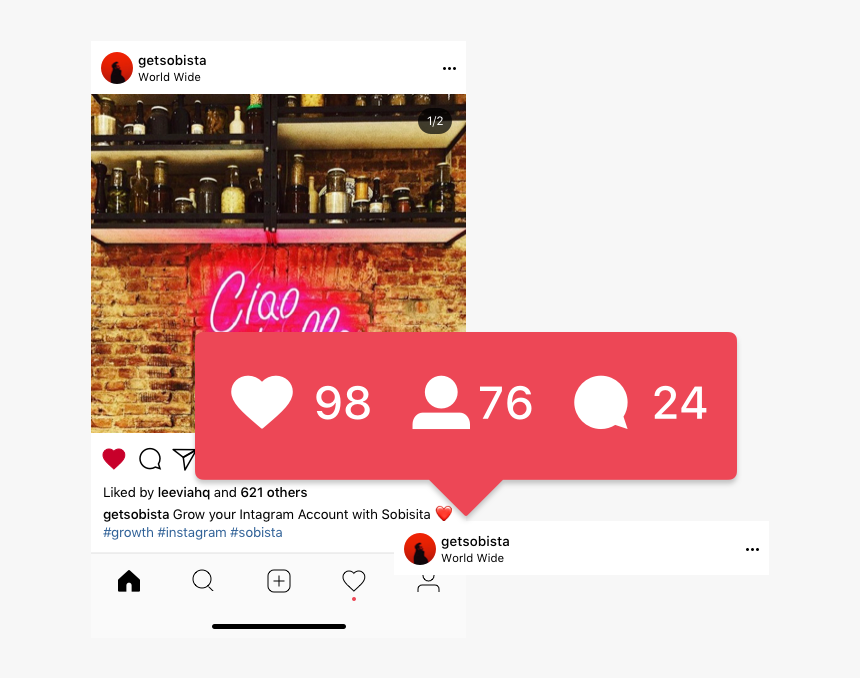 Grow Your Intagram Account With Sobista - Instagram Mockup 2019 Iphone, HD Png Download, Free Download