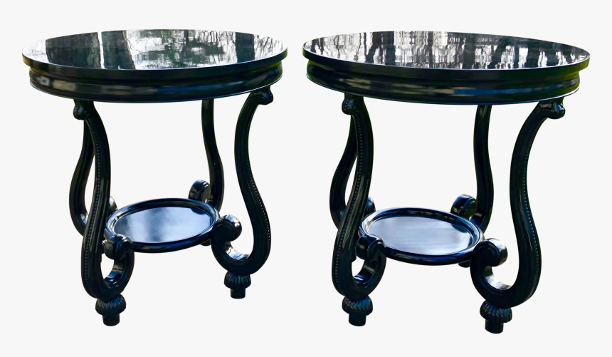 Mid Century Modern Black Lacquered Whimsical End Tables - End Table, HD Png Download, Free Download