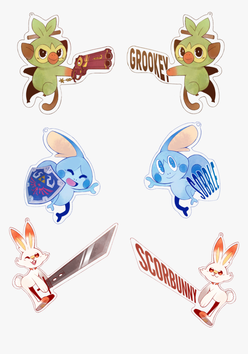 Scorbunny With Cloud’s Buster Sword, Sobble With Link’s - Cartoon, HD Png Download, Free Download