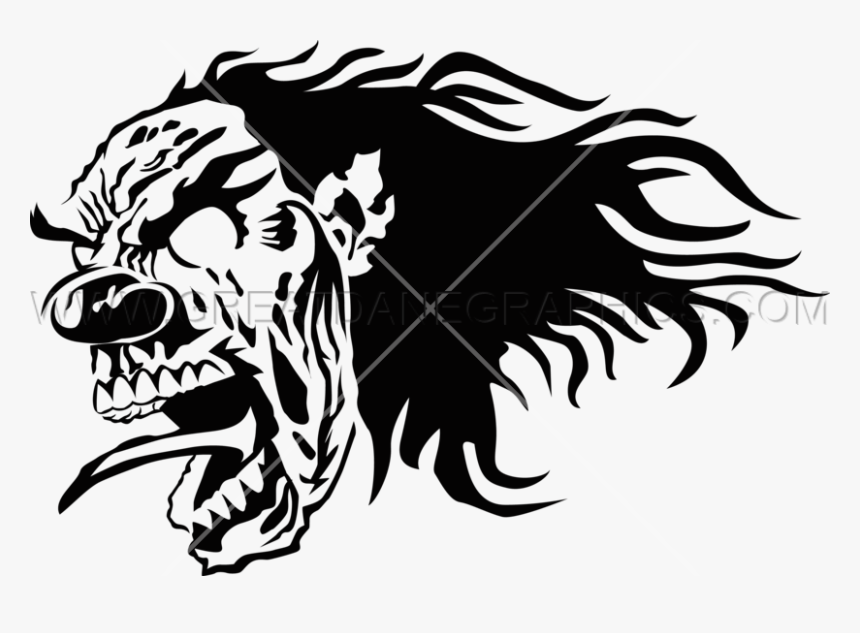 Black And White Printed T-shirt Evil Clown Clip Art - Scary Clipart Pictures Black And White, HD Png Download, Free Download