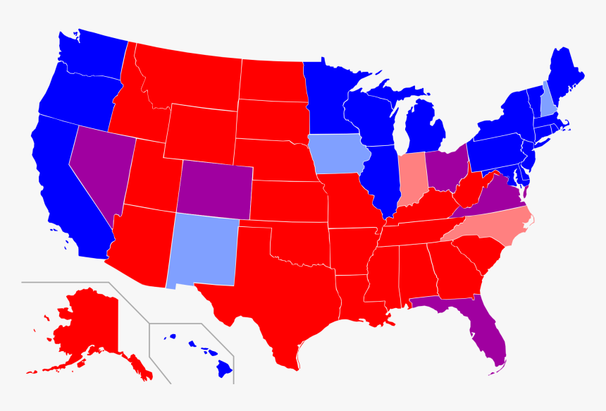 Republican And Democrat States - United States Map Transparent Background, HD Png Download, Free Download