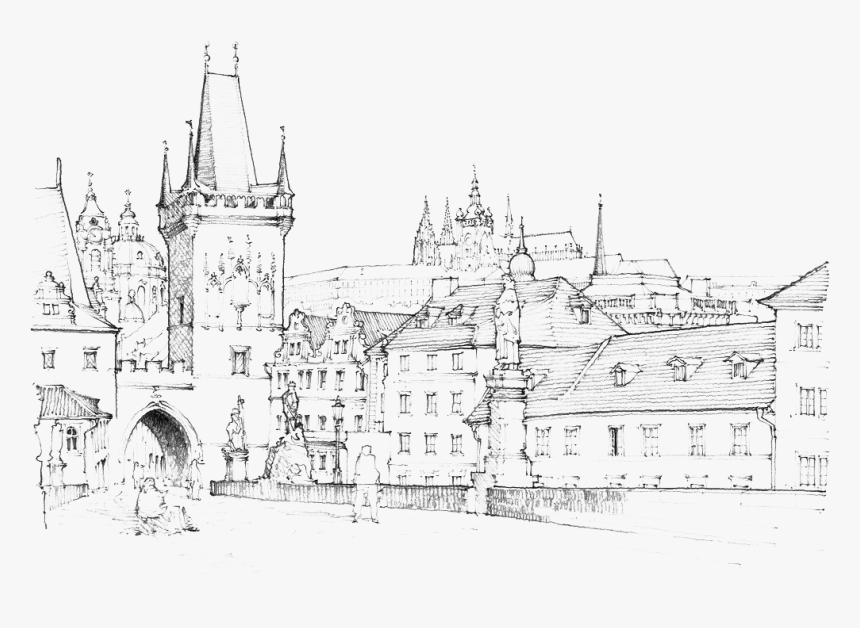 Bridge Drawing Sketch - Desenho De Castelos Medievais, HD Png Download, Free Download