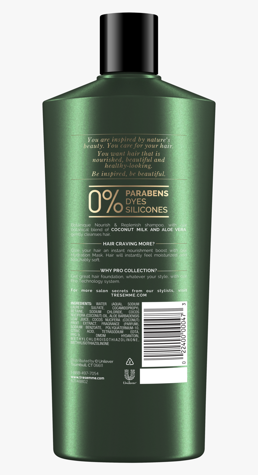 Shampoo Bottle Png - Tresemme Coconut Milk And Aloe Vera Shampoo Ingredients, Transparent Png, Free Download