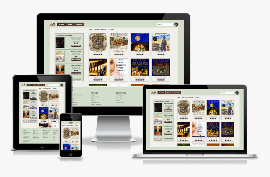 Goodreads My Books Page Shown On All Devices - Website Template Devices, HD Png Download, Free Download