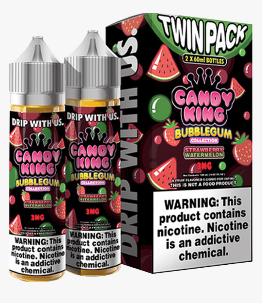 Candy King Bubblegum Strawberry Watermelon 2x 60ml - Strawberry Watermelon Bubblegum By Candy King Twin, HD Png Download, Free Download