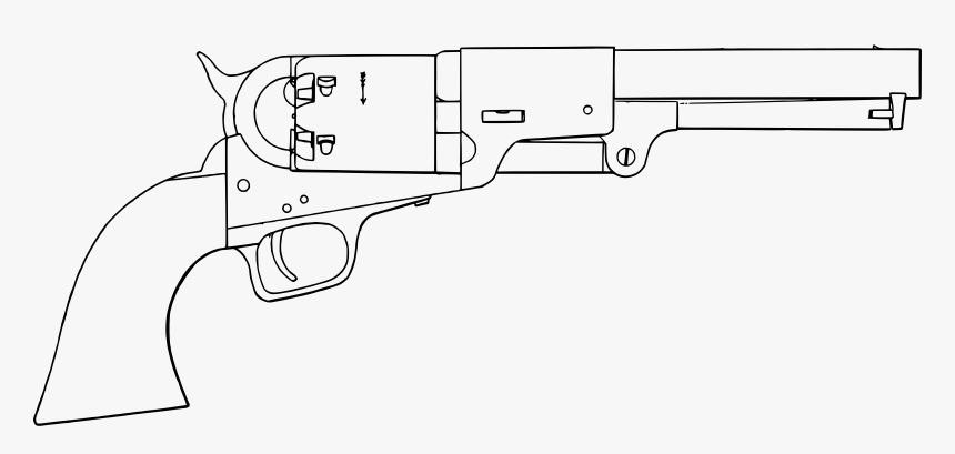 Colt Navy Revolver Clip Arts - Colt Navy Revolver Drawing, HD Png Download, Free Download