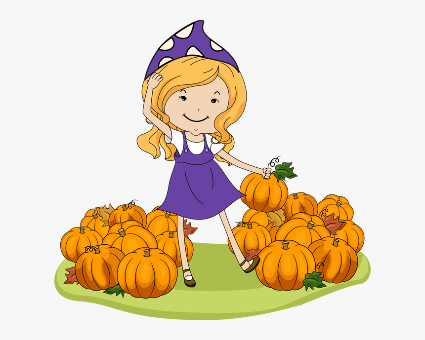 Girl Pumpkin Clipart Clip Royalty Free Download - Girls In Pumpkin Patch Clip Art, HD Png Download, Free Download