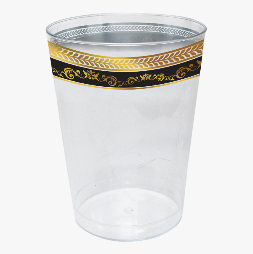 Elegant Disposable Cup 300ml Black-gold Trim 10pcs - Table-glass, HD Png Download, Free Download