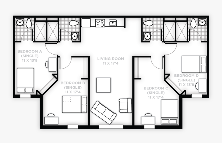 Towers44-furniture - Towers At Knights Plaza Layout, HD Png Download, Free Download