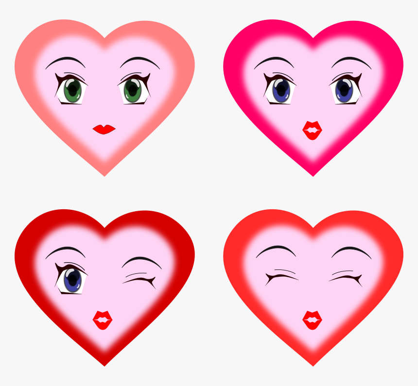 Heart Faces Svg Clip Arts - Heart Smiley Faces Clip Art, HD Png Download, Free Download