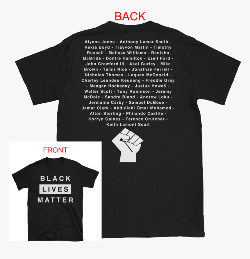 Black Lives Matter Shirt With Names Of Victims, HD Png Download, Free Download