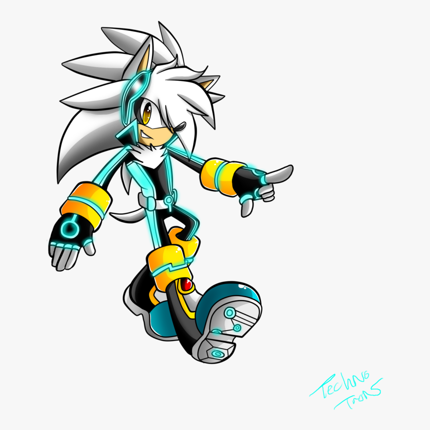 Tron Silver Walking By Techno Tron-d5yem8e - Silver The Hedgehog And Metal Sonic, HD Png Download, Free Download