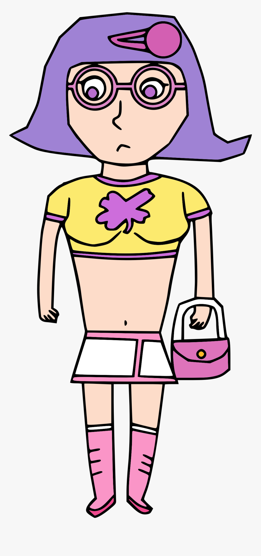 Smart Teenage Girl Big - Cartoon Teen Belly Button, HD Png Download, Free Download