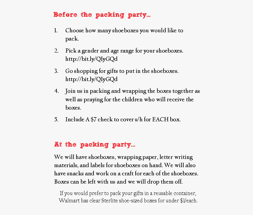 Operation Christmas Child Packing Party Invite, HD Png Download, Free Download