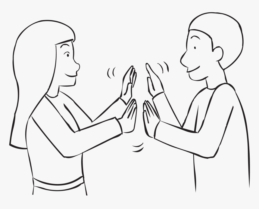 Two People Clapping Hands With Each Other As Seen In - Girl Clapping Clipart Black And White, HD Png Download, Free Download