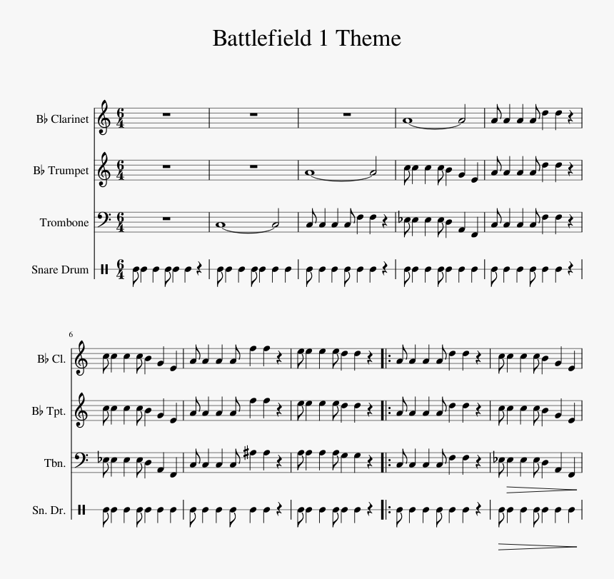 Battlefield 1 Sheet Music, HD Png Download, Free Download