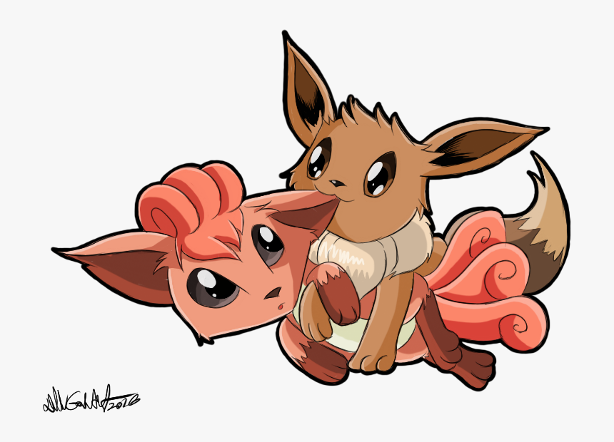 Pokemon Eevee And Vulpix - Pokemon Vulpix And Eevee, HD Png Download, Free Download