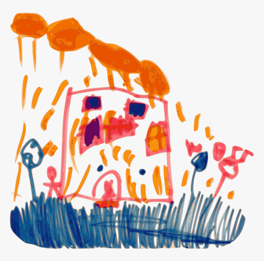 Kindergarten Art House And Rain - Clip Art Schreiner Clipart, HD Png Download, Free Download