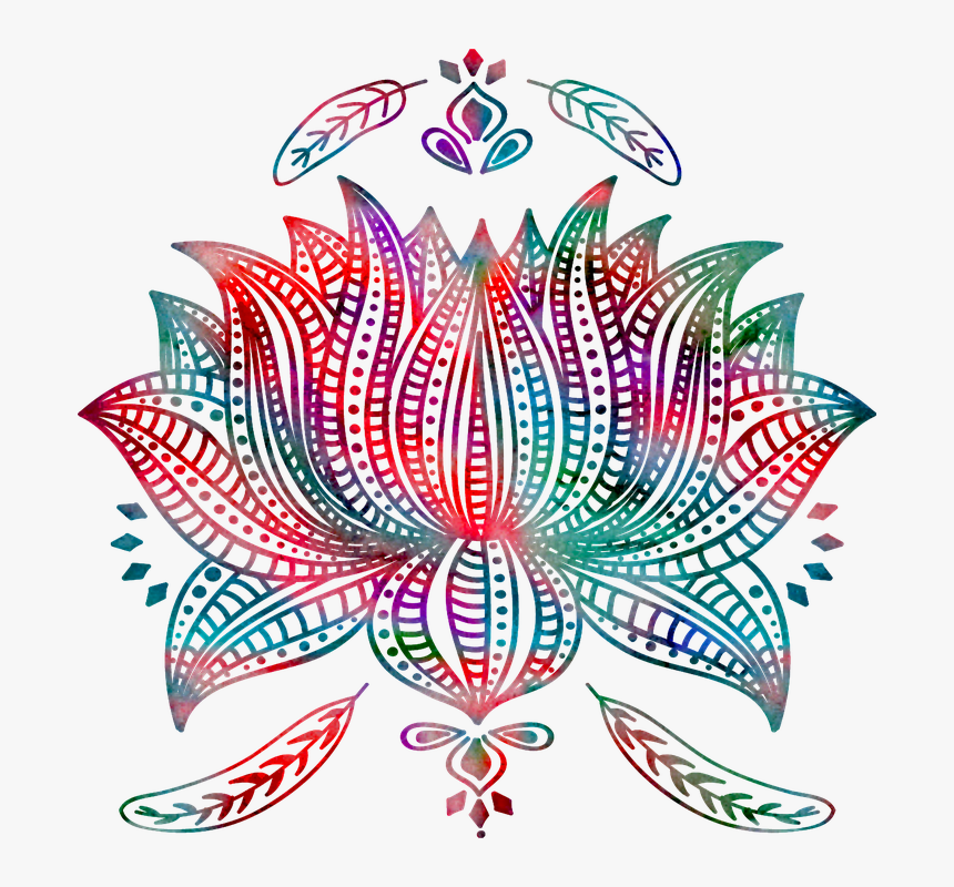 Lotus, Feathers, Boho, Watercolor, Feather, Ethnic - Ethnic Png, Transparent Png, Free Download