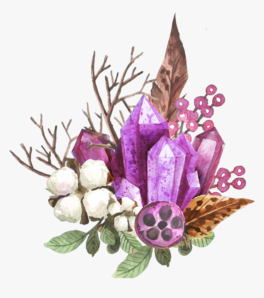 #floral #boho #flowers #crystal - Boho Wreath Feather Watercolour, HD Png Download, Free Download
