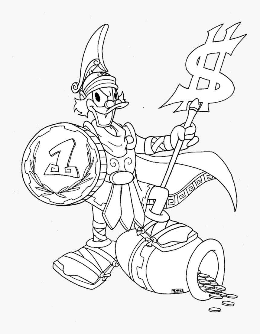 Scrooge Mcduck Dollars Hoplite By 3ntin - Line Art, HD Png Download, Free Download