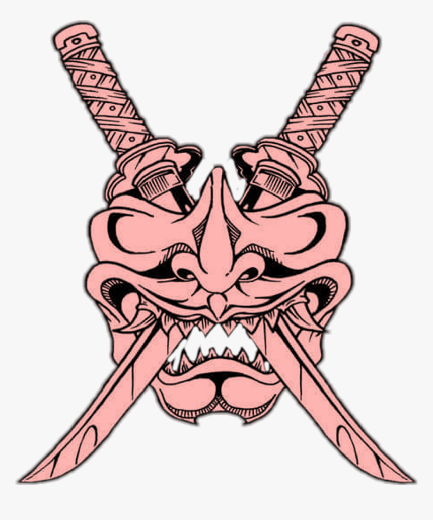 #hannya #mask #oni #demon - Simple Samurai Mask Tattoo, HD Png Download, Free Download