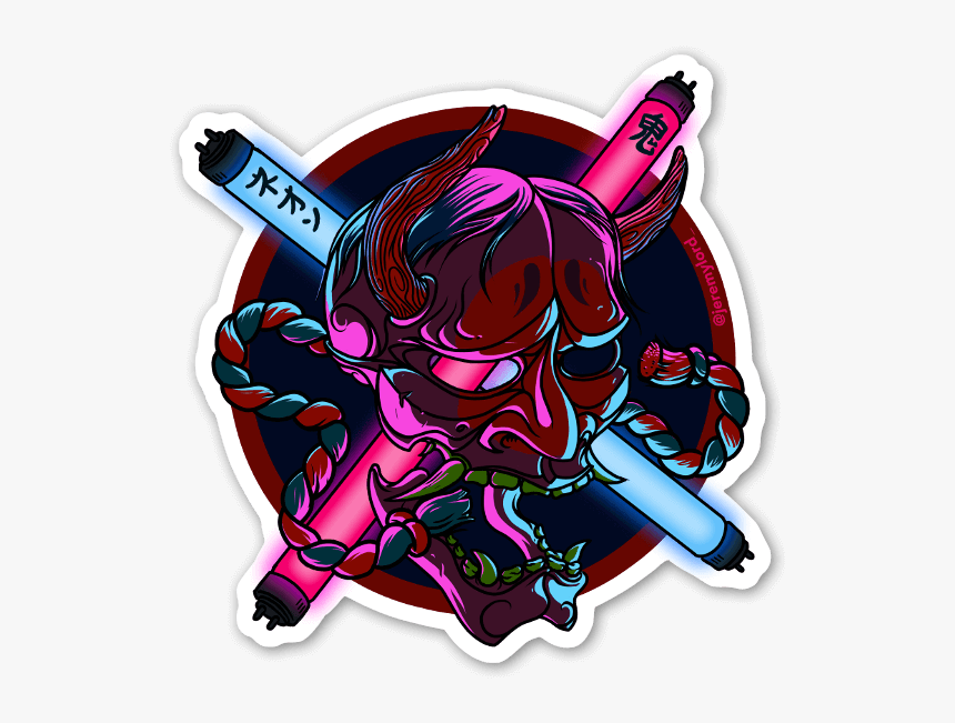 Neon Oni Sticker - Neon Sticker Png, Transparent Png, Free Download