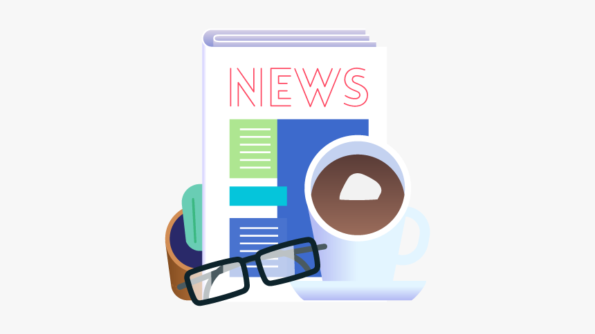 Picture Of Coffee In Front Of A Book Labeled News - Graphic Design, HD Png Download, Free Download