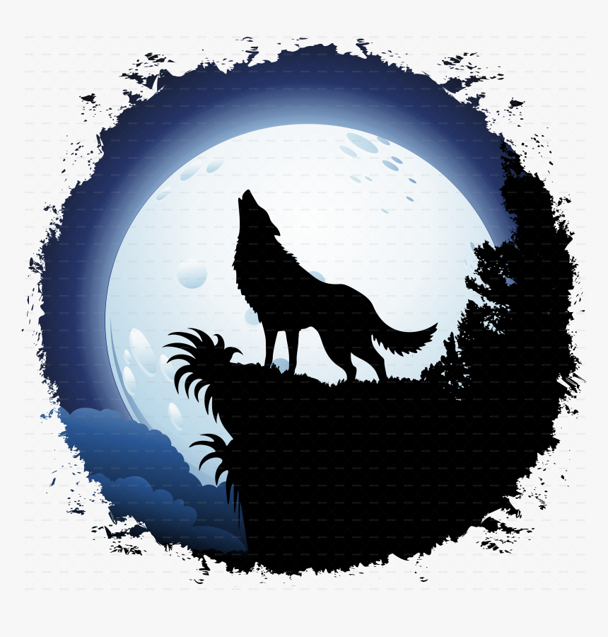 Gray Wolf Moon Coyote Red Wolf Clip Art - Wolf Howling At Moon, HD Png Download, Free Download