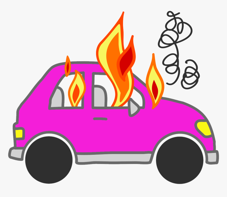 Thumb Image - Cartoon Car On Fire, HD Png Download, Free Download