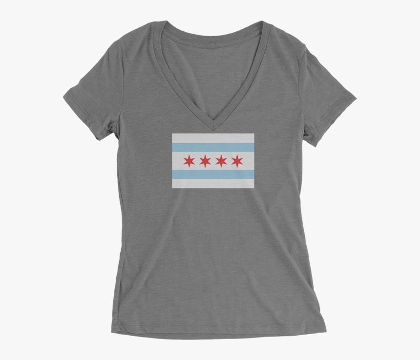 Womens Chicago Flag Womens V Neck The T Shirt Deli, - Chicago Flag, HD Png Download, Free Download