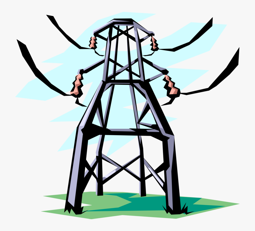 Vector Illustration Of Transmission Tower Carries Electrical - Electrical Tower Png, Transparent Png, Free Download