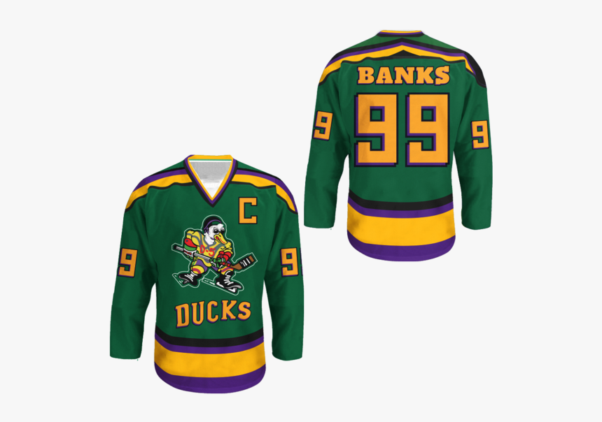 Ducks Adam Banks 99 Hockey Jersey Stitch Sewn All Sizes - Mighty Ducks Movie Jersey, HD Png Download, Free Download