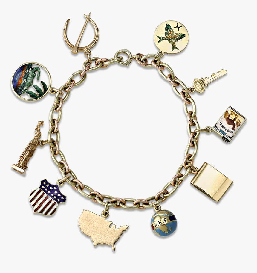 Cartier Gold And Enamel Charm Bracelet - Cartier Charms, HD Png Download, Free Download