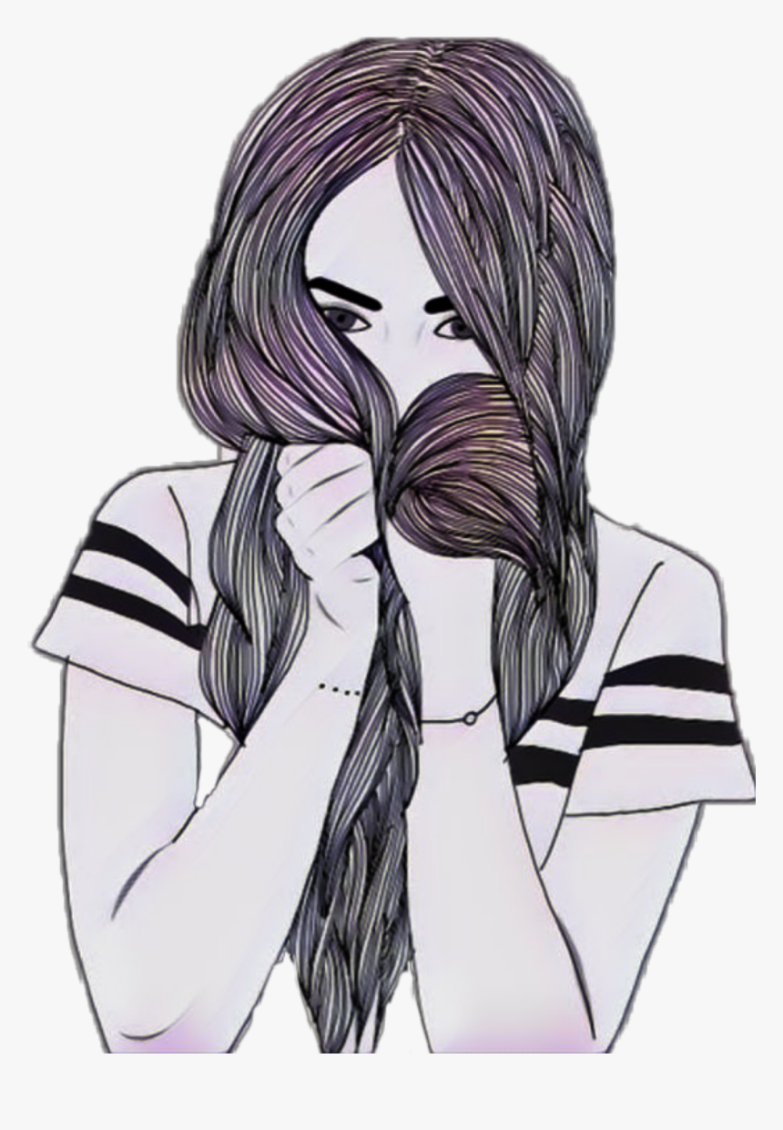 Girls Drawings Long Hair, HD Png Download, Free Download