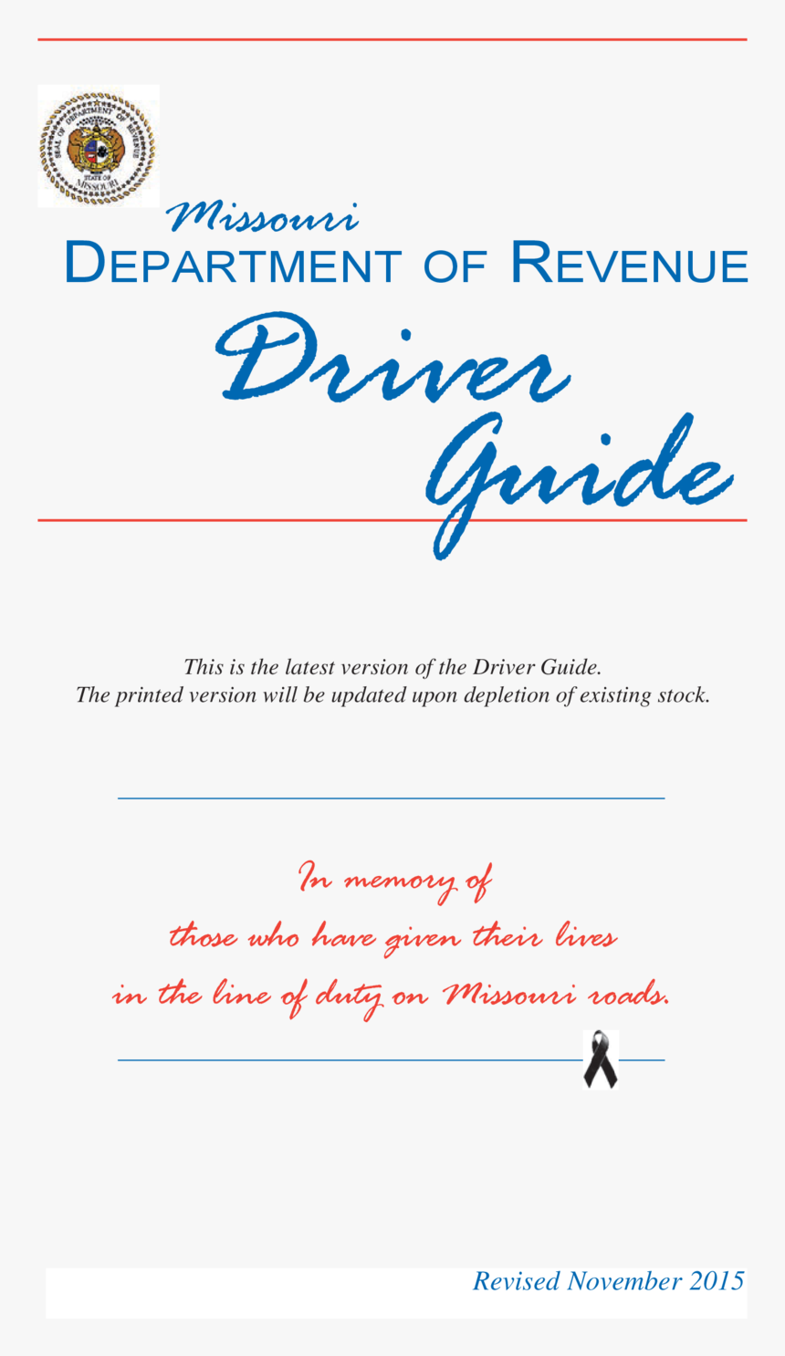 Missouri Department Of Revenue Drivers Guide, HD Png Download, Free Download