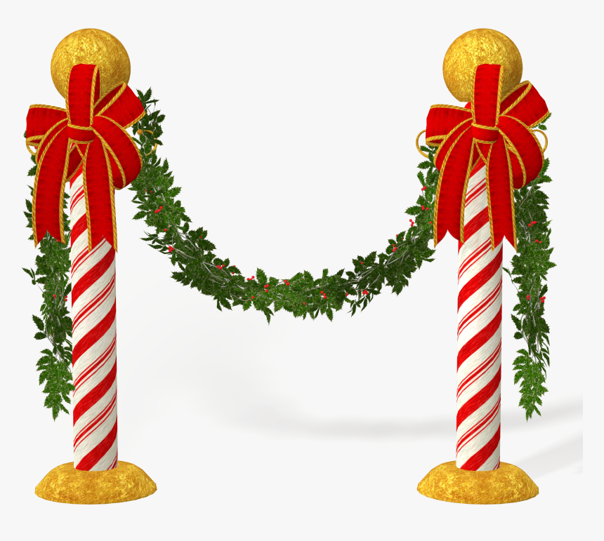 Candycane Poles With Mistletoe - Candy Cane Pole Decoration, HD Png Download, Free Download