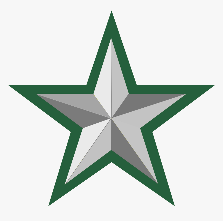 Silver Star With Green Border 2 - Red And Yellow Stars, HD Png Download, Free Download