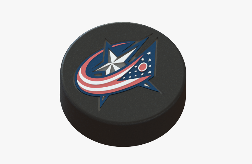 3d Printed Columbus Bluejackets Logo On Ice Hockey - Hockey Puck Columbus Blue Jackets, HD Png Download, Free Download