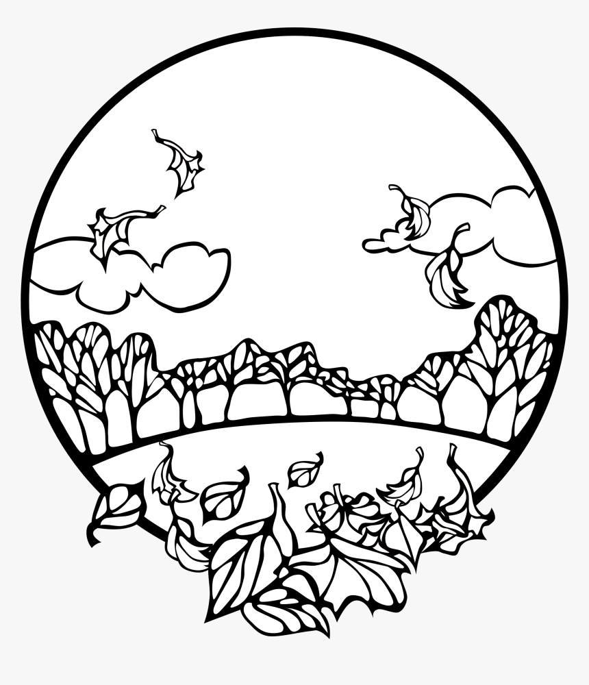 Fall Drawing Outline - Autumn Clipart Black And White, HD Png Download, Free Download