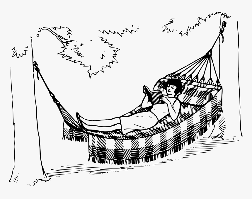 Line - Woman Reading In Hammock Line Art, HD Png Download, Free Download