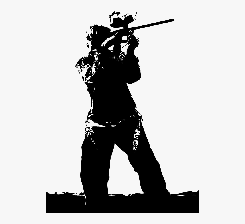 Paintball Guns Airsoft - Paintball Player Black And White, HD Png Download, Free Download