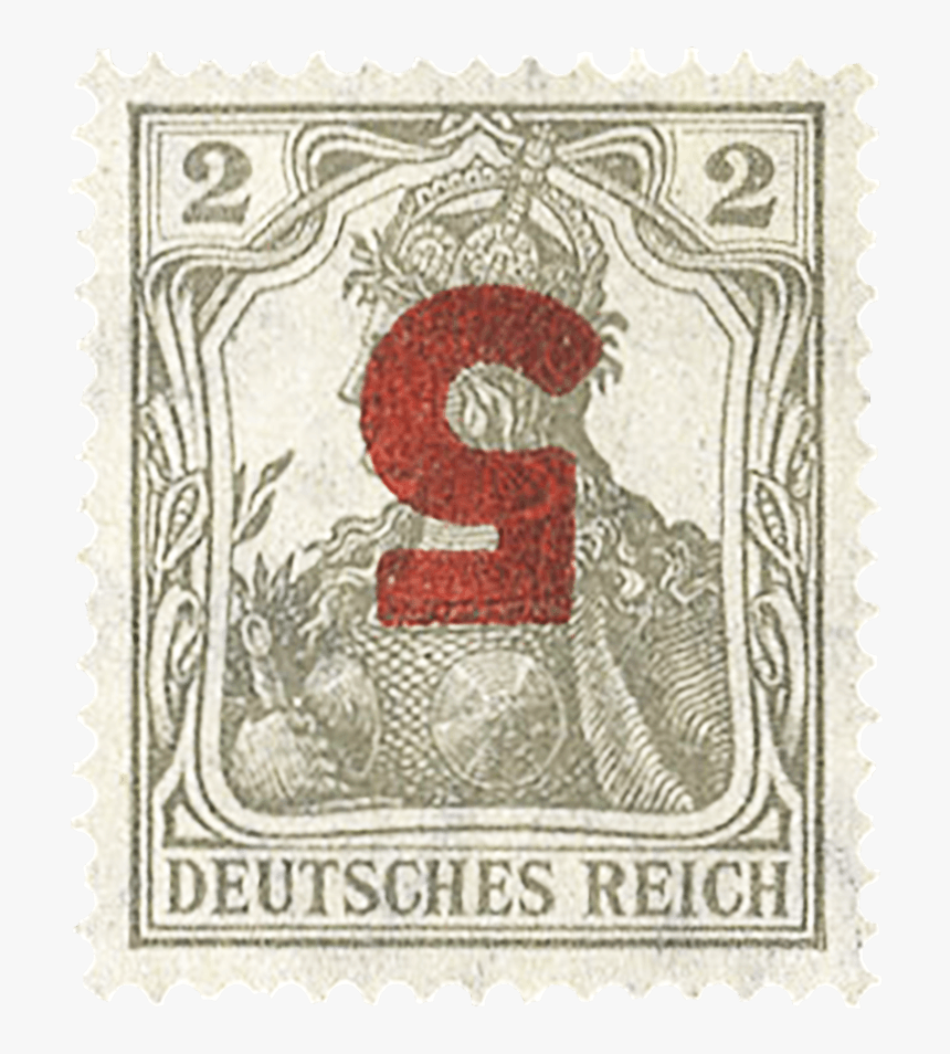 5pf On 2pf Surcharge Inverted, - Stamp German Poland Occupation Fen, HD Png Download, Free Download