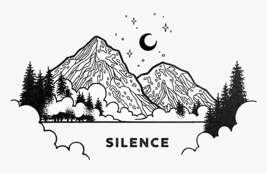 #silence #moon #mountain #tumblr #blackandwhite - Mountain Tumblr Black And White, HD Png Download, Free Download