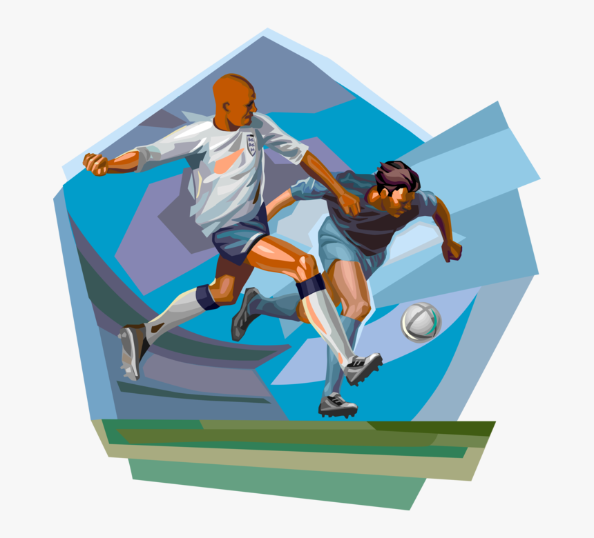 Vector Illustration Of Football Soccer Players Chase - Playing Soccer Clip Art, HD Png Download, Free Download